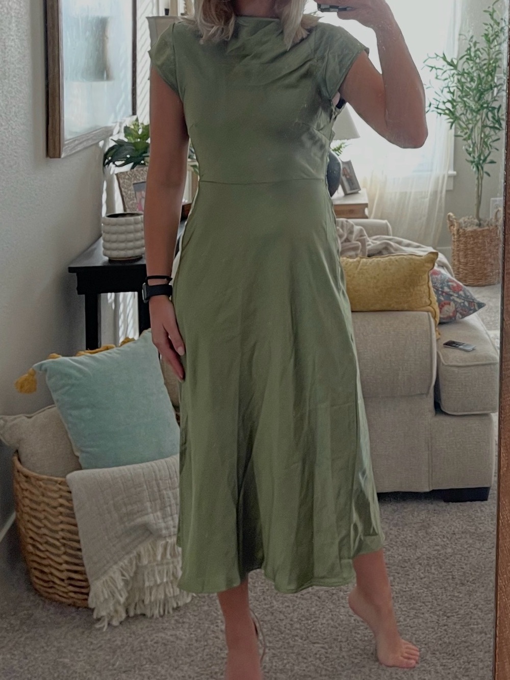 Saints + Secrets Olive Green A-Line Midi Dress